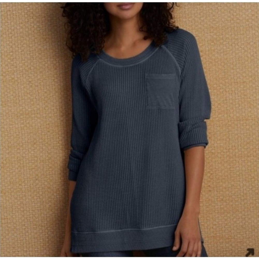 Soft Surroundings Autumn Waffle Tunic Womens L Seaport Oversized Cabincore